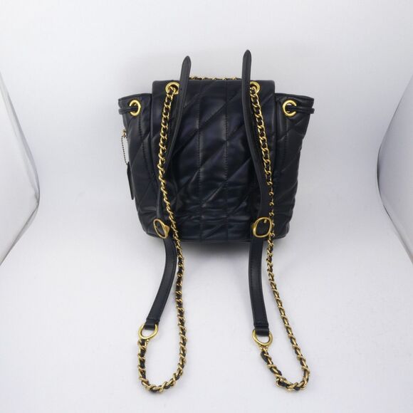COACH Tabby Quilted Leather Backpack Black - Picture 9 of 15